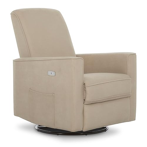 Miniatura 1 de Evolur Harlow - Planeador de asiento tapizado de felpa giratorio balancín puerto USB reclinable eléctrico con masajeador incorporado silla