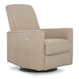 évolur Harlow Upholstered Power Glider Recliner with USB Charging – Rocking & 275° Swivel with Smooth Glide – Greenguard Gold & FSC Certified – Modern Nursery and Living Room Chair in Fawn