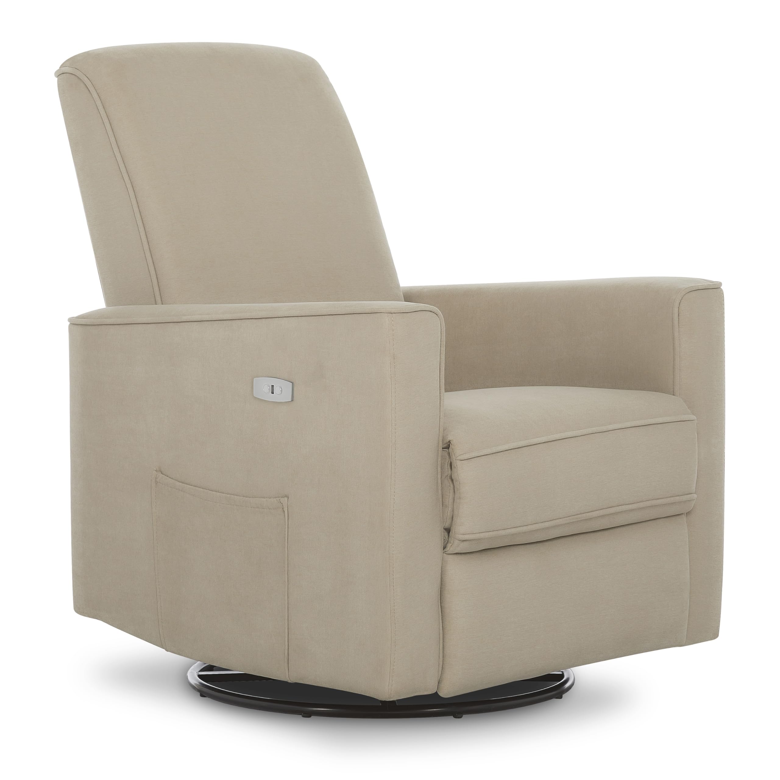 évolur Harlow Upholstered Power Glider Recliner with USB Charging – Rocking & 275° Swivel with Smooth Glide – Greenguard Gold & FSC Certified – Modern Nursery and Living Room Chair in Fawn