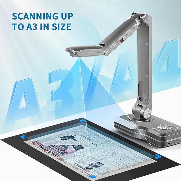 JOYUSING VGA/HDMI/USB 13 MP Telecamera e Visualizzatore di Documenti da 4K, Formato A3, Luce LED, per l'insegnamento Online, Conferenze Via Web, Demo dal Vivo, per Mac, Windows - 4