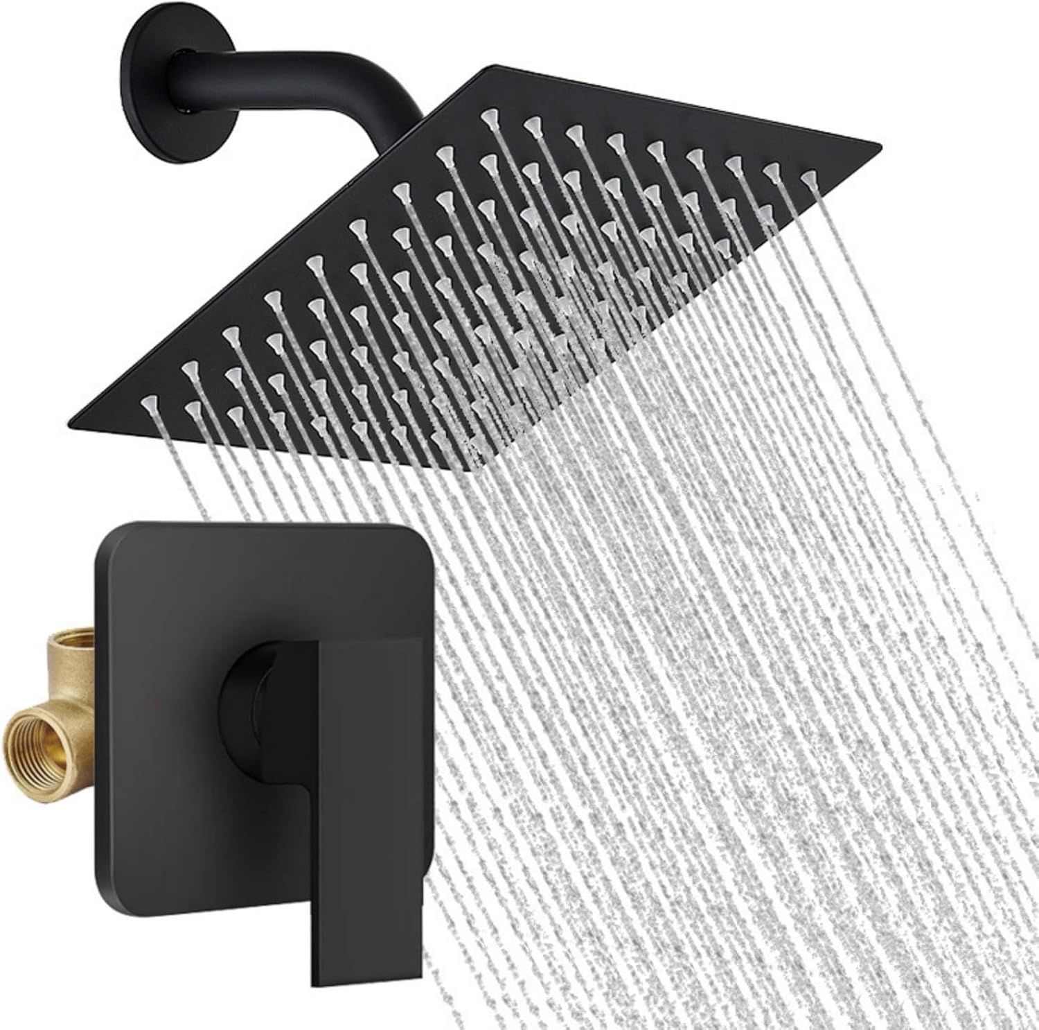 Square Bath Device Upgrade Set Premium Bronze Substance Black Matte Finish Dampness Immune Plan Simplistic Installation Process Square Bronze Shower Trim Set