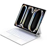 GOOJODOQ Magic Keyboard Case for iPad Pro 13-inch(M4, 2024), Full Range Touch Trackpad, 7 Color Backlit Keyboard - White