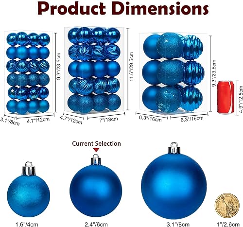 Miniatura 2 de Adornos de bola de Navidad de 2.36 pulgadas, 30 piezas pequeñas inastillables para decoración de árbol de Navidad, bolas de adornos de Navidad con