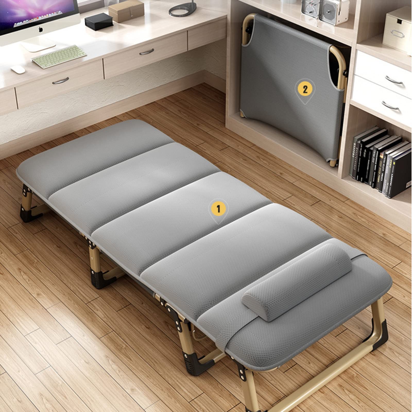 Lettino da Campeggio per Adulti Letto Pieghevole Portatile più Comodo per Dormire con Supporti per materassi 330 libbre, per Campeggio, Ufficio, casa,D,75cm