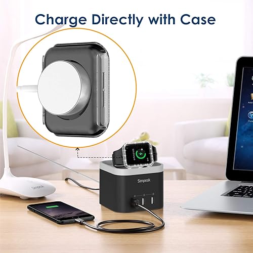 Miniatura 5 de Simpeak Paquete de 5 fundas rígidas de 1.575 pulgadas (1.575 pulgadas), protector de pantalla de cristal integrado compatible con Apple Watch Series