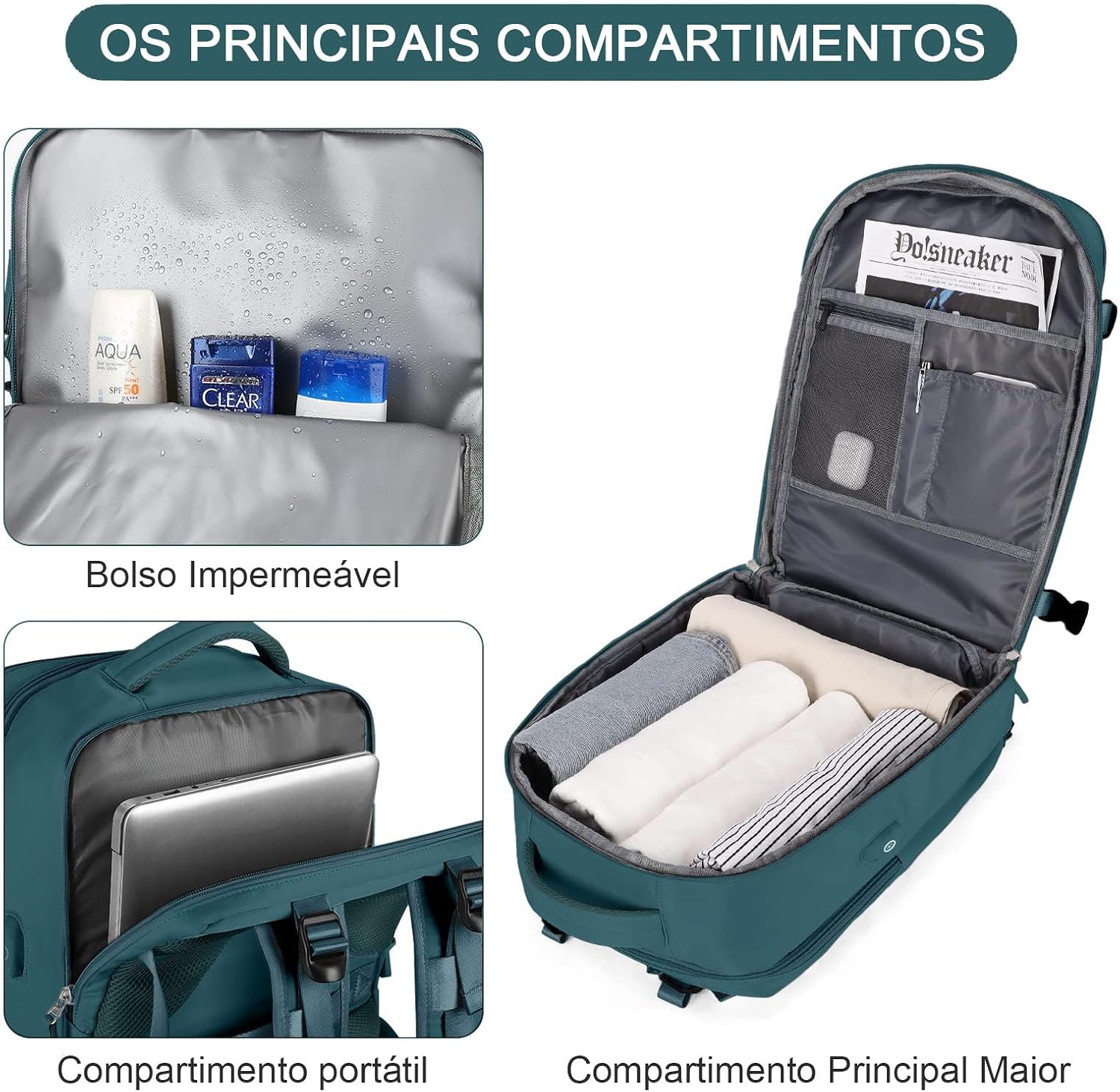 Mochila De Viagem Grande Impermeável, Com Porta Usb, Compartimento Para Sapatos, Bolsa Para Objetos úmidos, Mochila Para Notebook, Mochila Feminina Mochila De Viagem Grande Impermeável, Com Porta Usb, Compartimento Para Sapatos, Bolsa Para Objetos úmidos, Mochila Para Notebook, Mochila Feminina