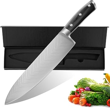 Chef Knife,Super Sharp Professional Kitchen Knife,Ultimate 8 Inch Chefs Knife with Ergonomic Handle, Gift Box for Family & Restaurant black