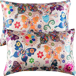 Nttspring Satin Pillowcase for Hair and Skin,Pillowcases Standard Set of 2,Silky Boho Pillow Covers 2 Pack Soft&Cozy Silk ...