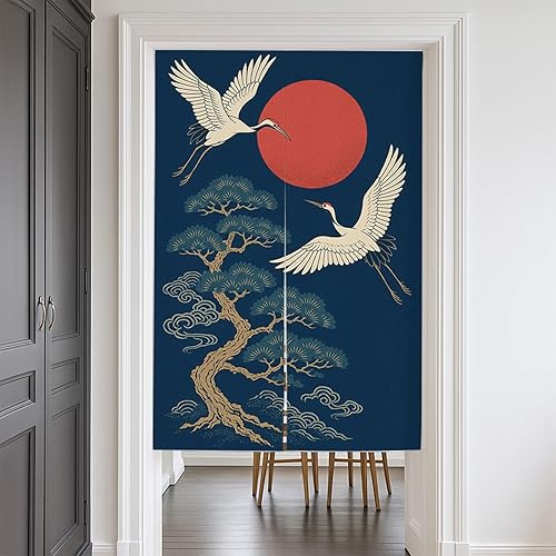 Miniatura 2 de Cortina de puerta japonesa, cortinas asiáticas de algodón Noren, cortina de puerta japonesa, cortina de puerta de lino de algodón, 33.5 x 55