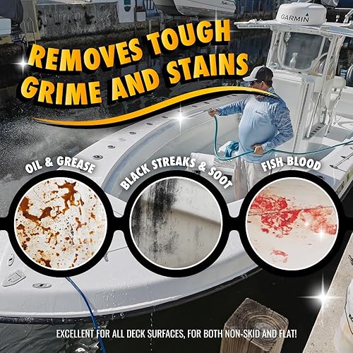 Miniatura 7 de Booyah Clean Limpiador de cubiertas funciona en superficies antideslizantes y planas para eliminar la suciedad, manchas, sangre de pescado, aceite,