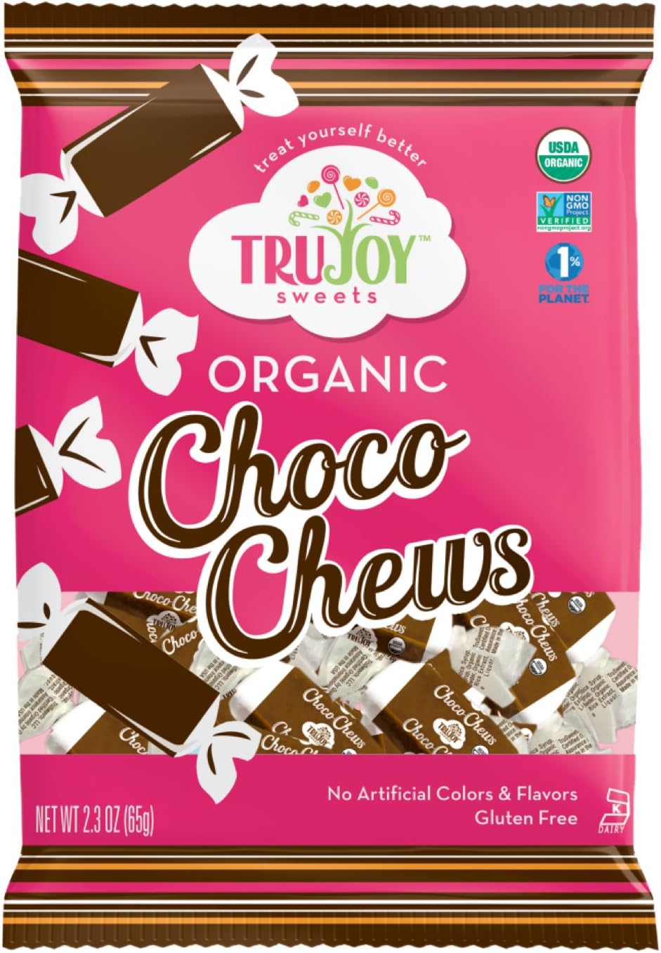 TruJoy Sweets Organic Vegan Choco Chews Candy 2.3 oz (65g)