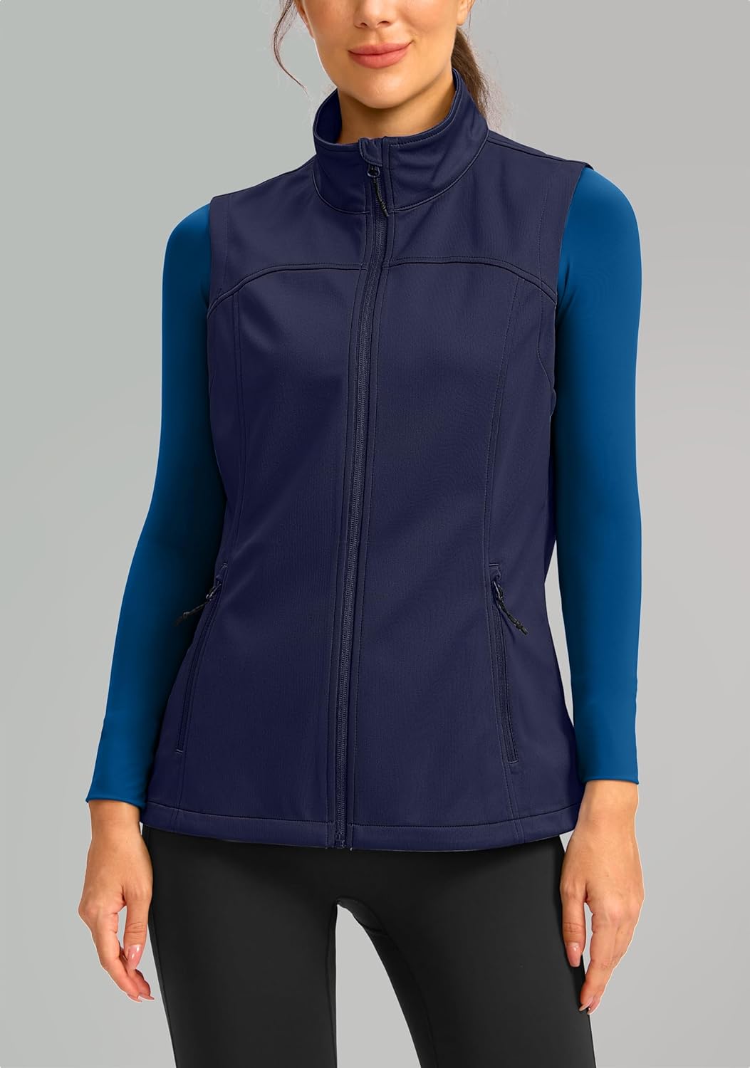 Soothfeel Women's Vest with Zipper Pocekts Lightweight Softshell Sleeveless Jacket Hiking Travel Golf Running Vest for Women - Image 2