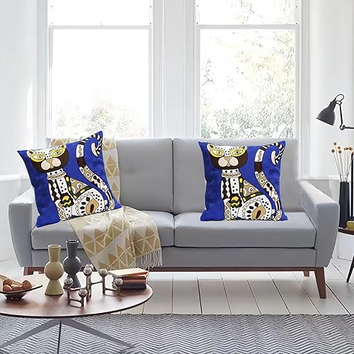 Miniatura 3 de Paquete de 2 fundas de almohada cuadradas decorativas bordadas con arte abstracto para sofá, sillón, casa rural de patio, jardín, 18 x 18 pulgadas