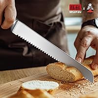 Vista 6 de SHAN ZU - Cuchillo para pan de 10" - Cuchillo profesional de rebanar masa madre, hoja serrada de acero inoxidable alemán 1.4116, mango ergonómico
