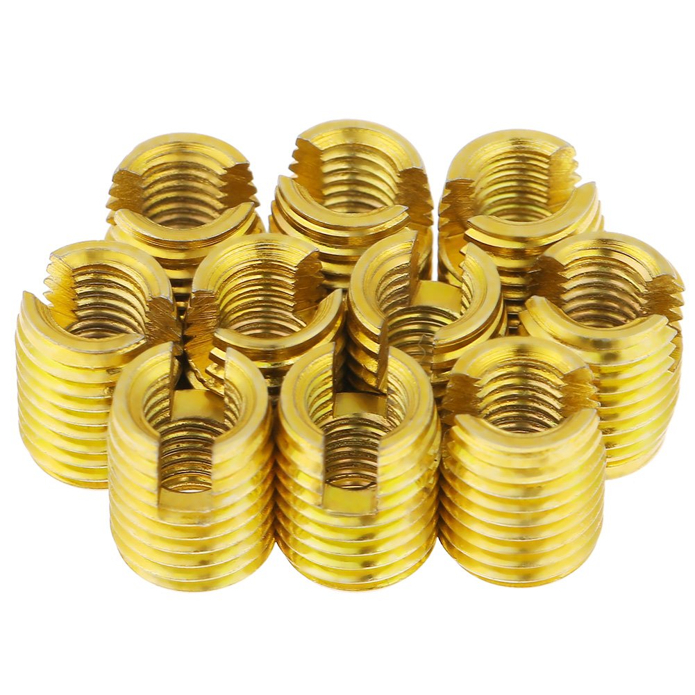 10Pcs Self Tapping Thread Inserts, M8xM5x10mm Stainless Steel Slotted