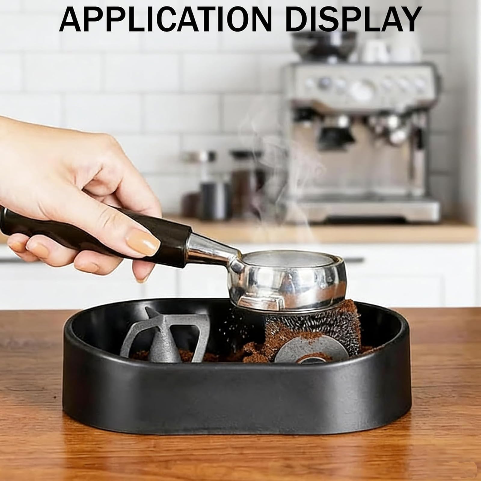 Kit De Nettoyage De Porte-filtre à Café, Nettoyeur Automatique De Porte-filtre à Café, Station De Brosse Et Support Pour Machine à Expresso Professionnelle Pour Systèmes Barista 51/53/58 mm black