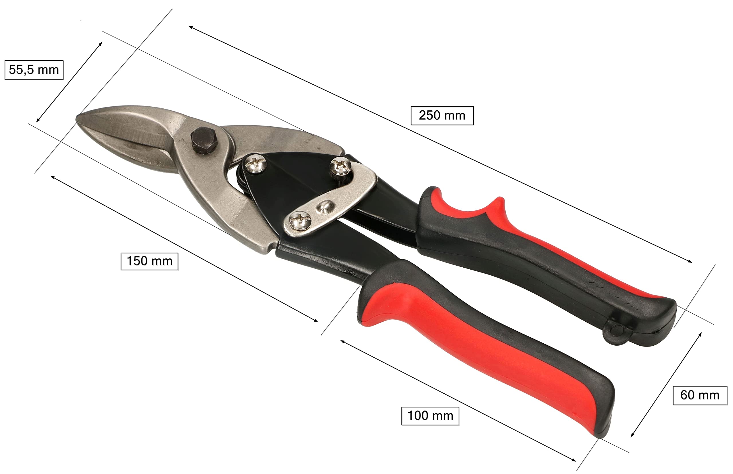 KOTARBAU® Tijeras hojalatero recta izquierda derecha 250 mm, Tijeras de chapa de acero CrV con cierre