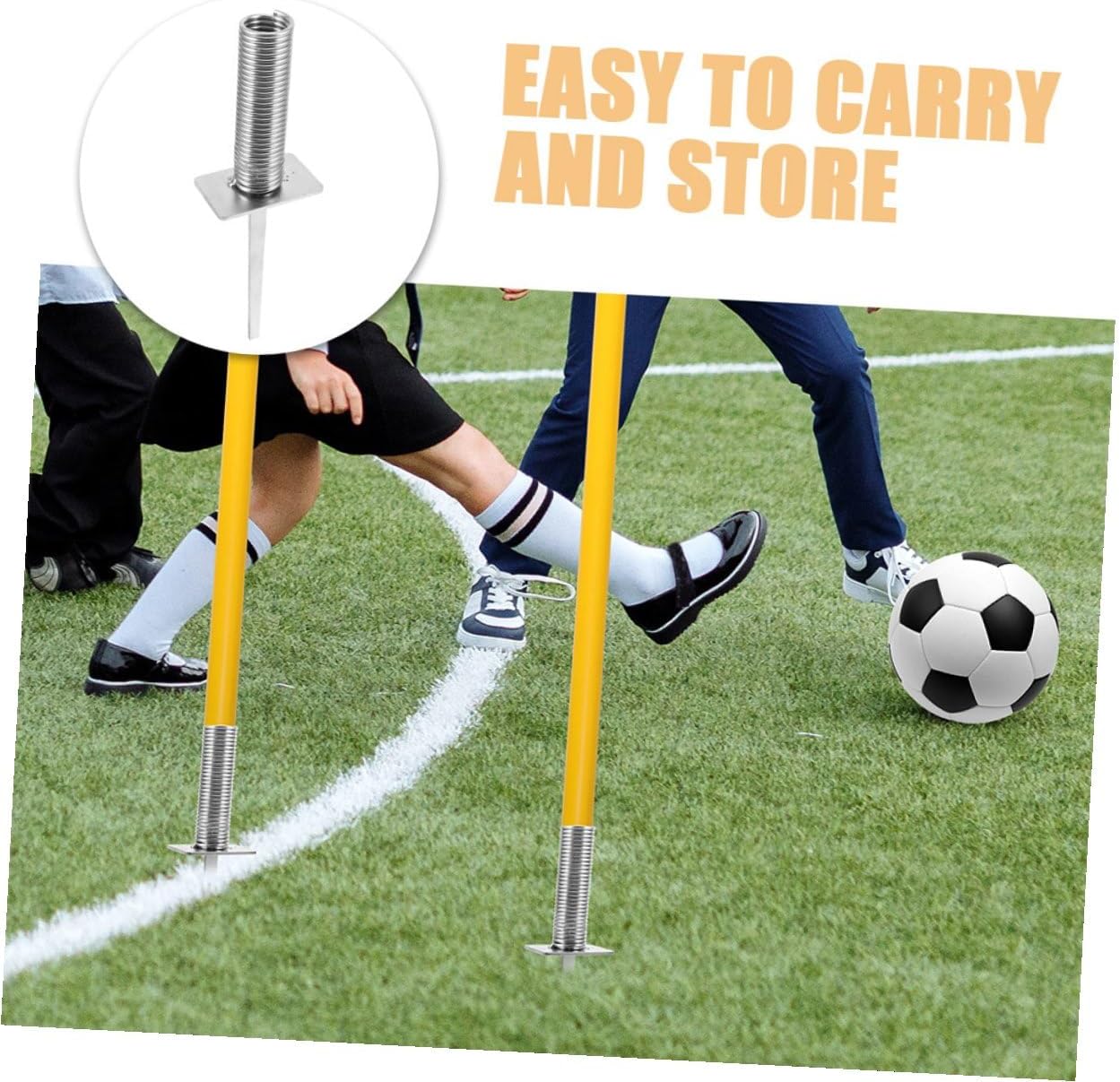 2pcs Spring-Loaded Soccer Ground Nail and Flagpole Mount, Sports Field Corner Flag Stakes for Field Marking and Training Equipment
