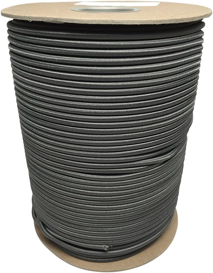 Pinnacle Water Sports 5/32 inch x 500 feet Marine Grade Bungee / Shock Cord on Bulk Spool – Made Specifically for rigging Stand Up Paddle Boards / SUP / Kayaks (Charcoal Grey)