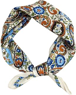 Women's Small 21 inch 100% Silk Scarf Bandana for Head Neck Hair | 100% Mulberry Silk Lightweight Designs Gift-Ready Packaging For Hair Fashion 21"x21" Printed