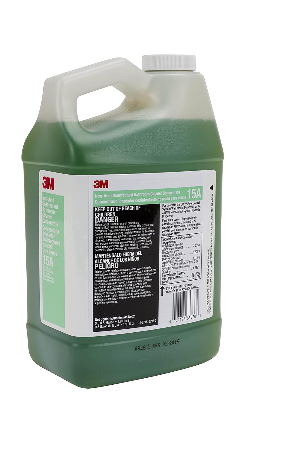 3M Disinfectant Bathroom Cleaner Concentrate, 0.5 Gallons, 4/Carton (15A) image 2
