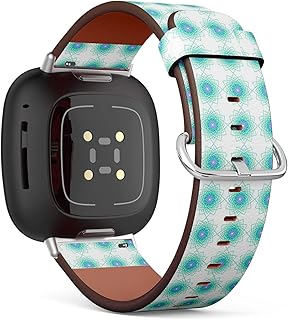 CJBROES Replacement Leather Watch Band, Compatible with Fitbit Versa 3 and Fitbit Sense of Wristband Bracelet Accessory - Decorative-Round-Ornament