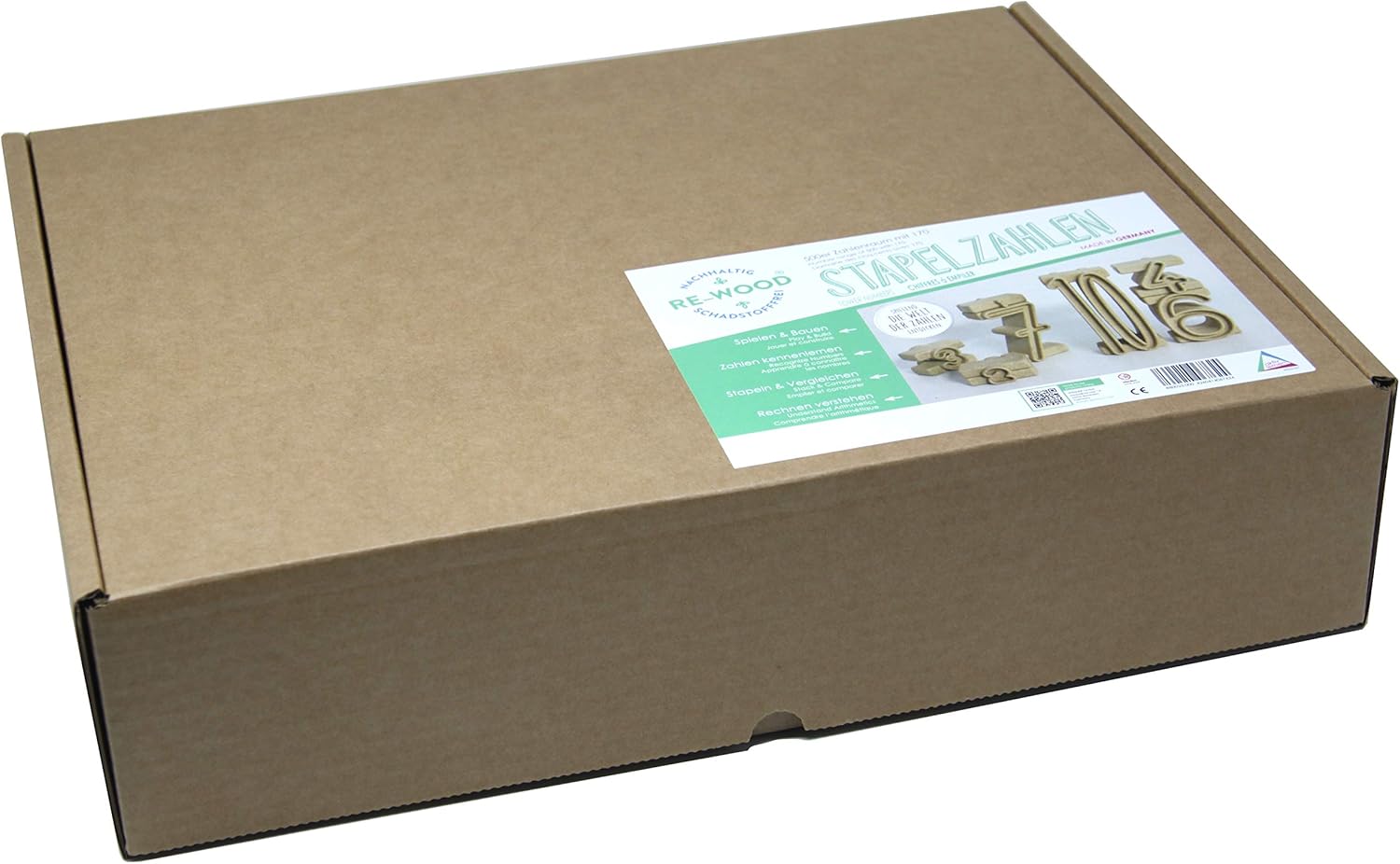 WISSNER aktiv lernen - Set of 170 tower numbers made of RE-Wood®, in a cotton bag