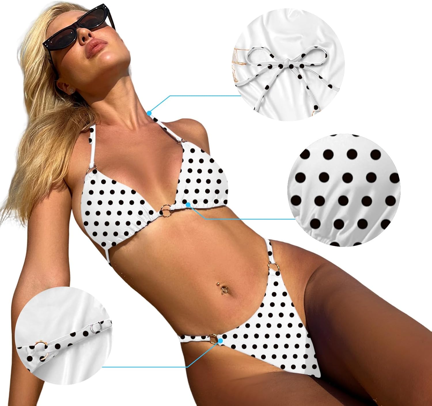 Sexy Bikinis for Women 2 Piece Bikini Spaghetti Strap Swimsuits Solid Color Bathing Swimwear Triangle Bathing Suit - Image 5