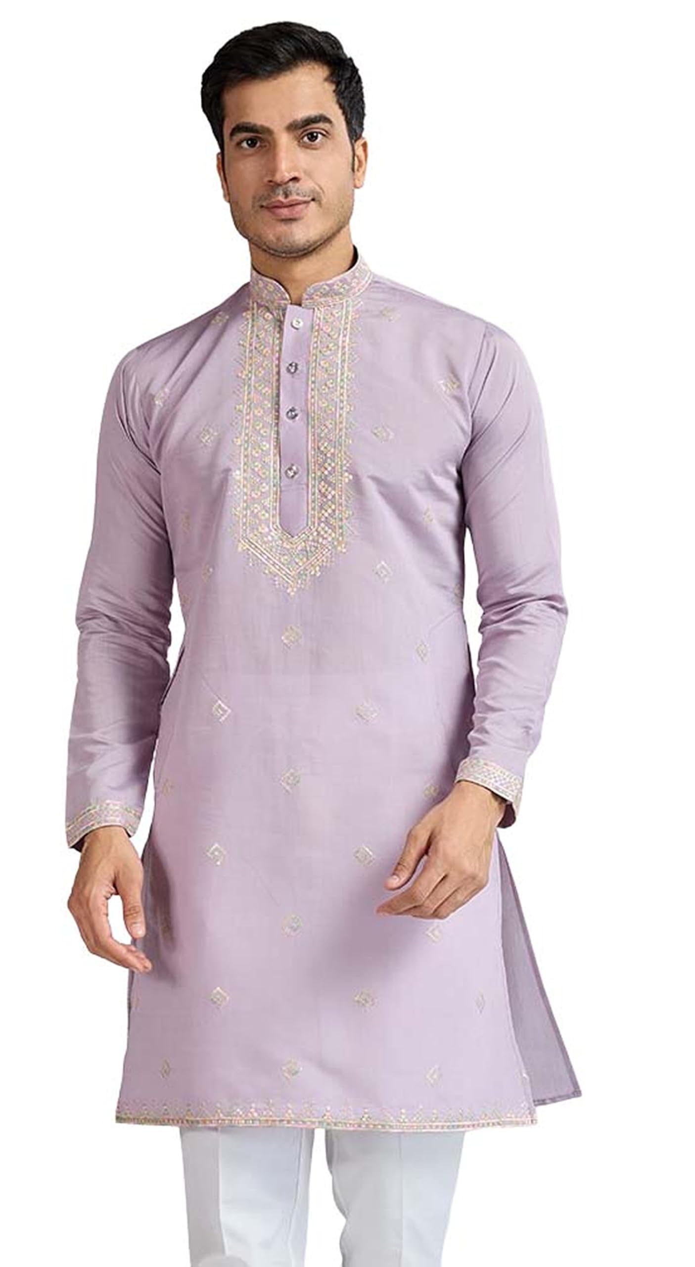 Men's Embroidered Silk Kurta || Only Kurta (02-MK)-image-37