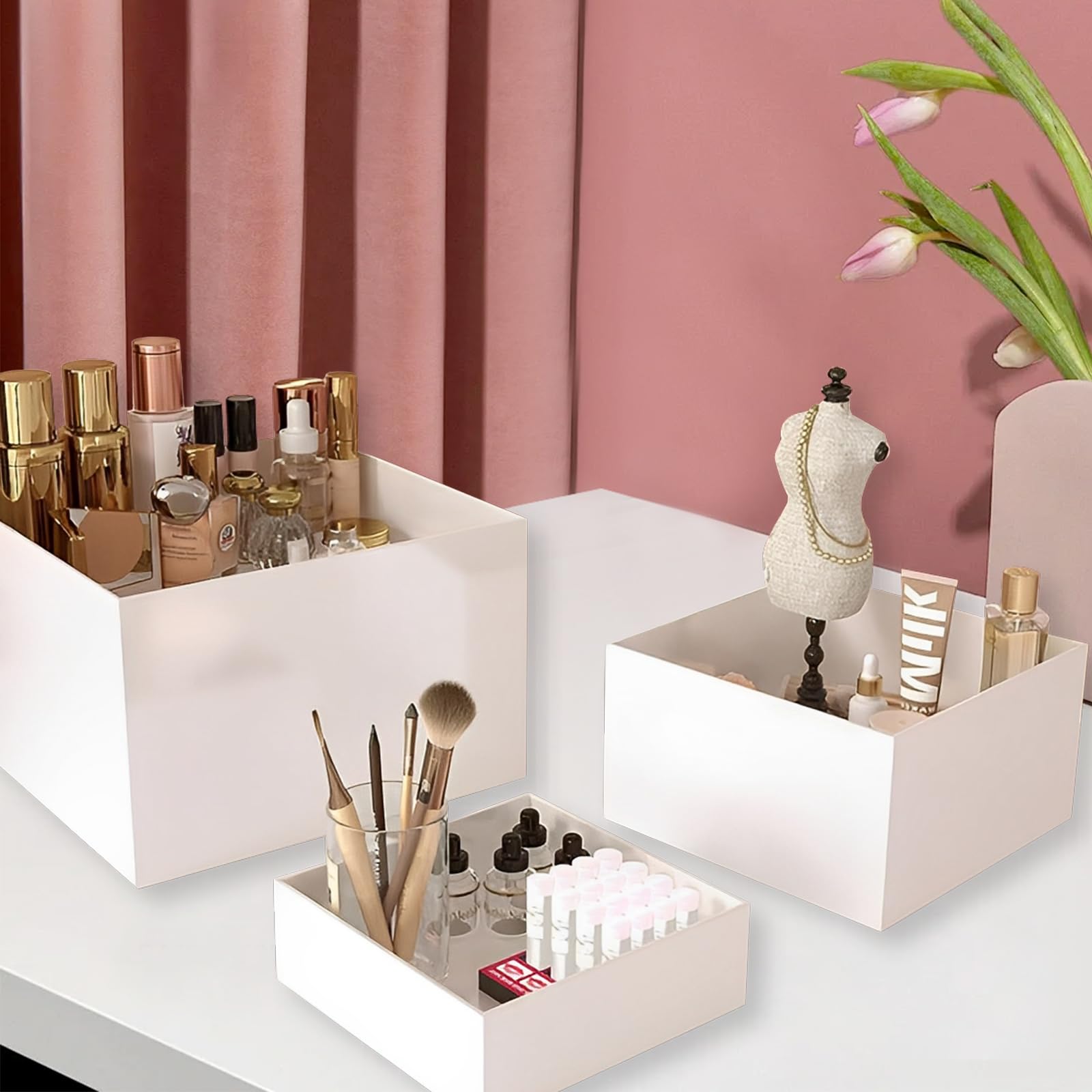Buffetverhogers 6 stuks, witte acryl displaybox, 3 4 5 6 7 8 Voedsel Display Riser Stands met holle bodems, Desserttafeldisplayset voor buffettafel, bruiloften, feesten, verzamelobjecten en