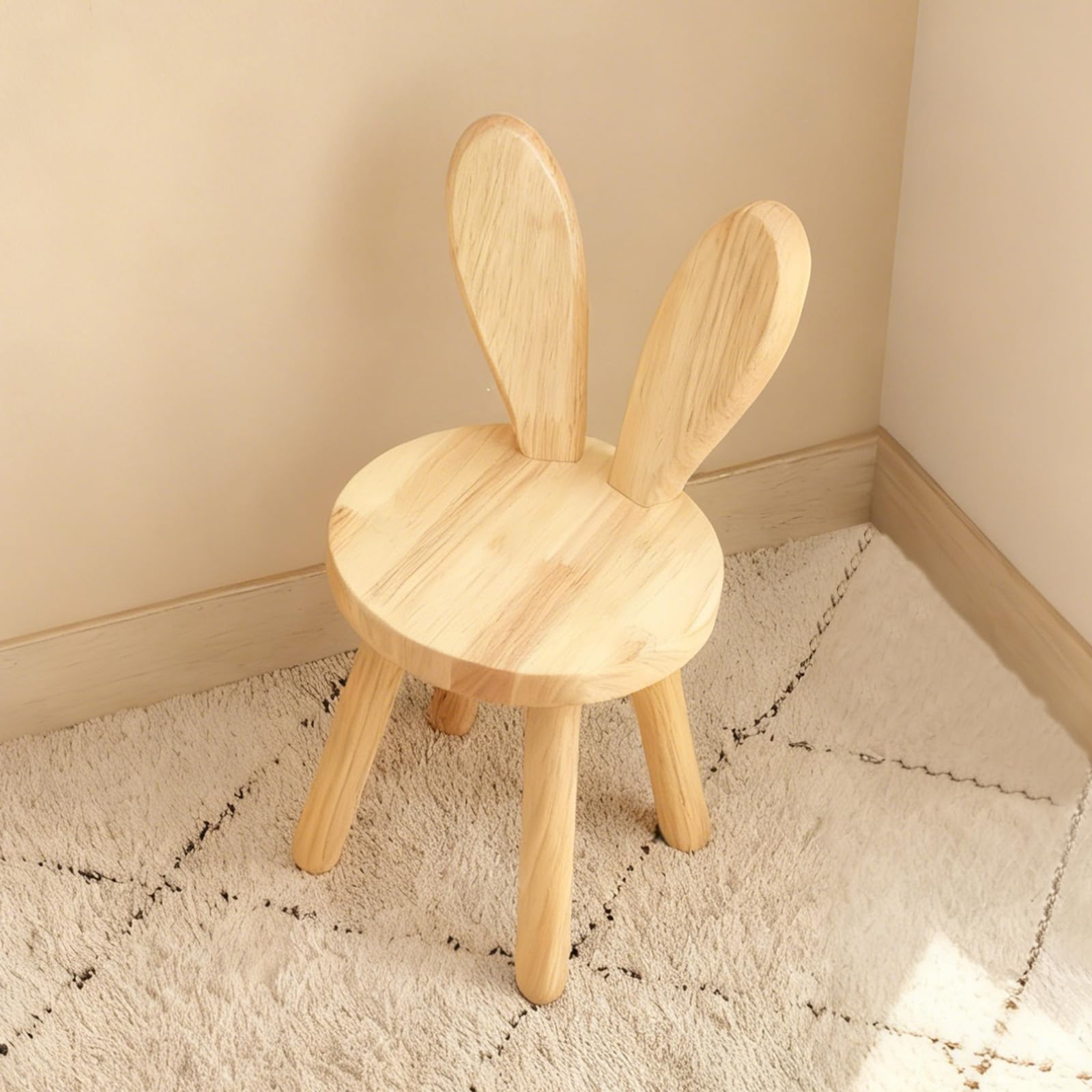 Chaise Enfant Bois Massif 3 Ans 45x26 cm Dossier Oreilles Lapin