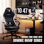 Dowinx Gaming Chair Fabric with Pocket Spring Cushion, Ergonomic Computer Chair with Footrest, Gamer Chair for Adults, Home Office Game Chair with Massage Lumbar Support(Gray Black)
