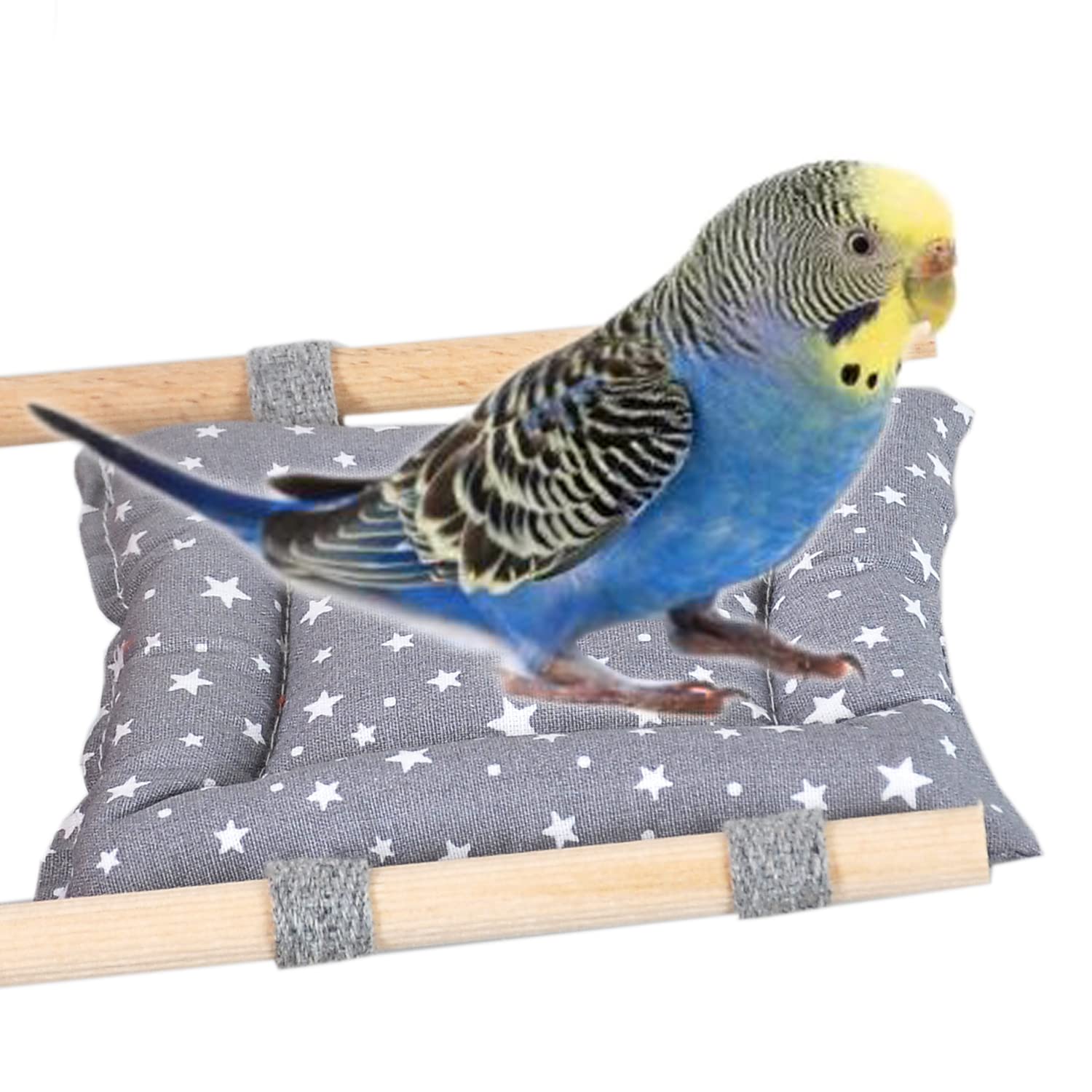 Kuş Yatağı En Sünger Dolgulu, 2 Ahşap Tünekli Dinlenme Alanı 11 Cm Boy 11 Cm
