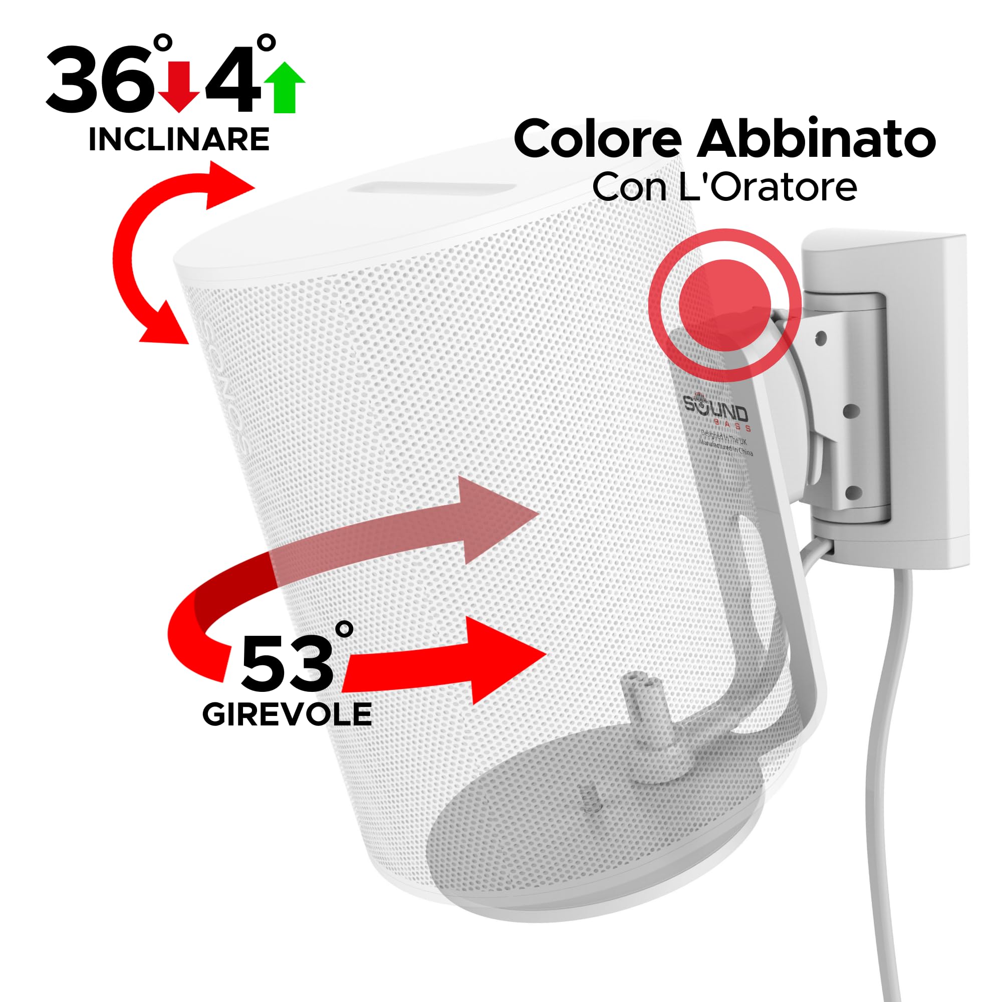 Supporto da Parete ERA 100 Inclinabile Girevole Bianco per Sonos ERA 100 & ERA 100 SL