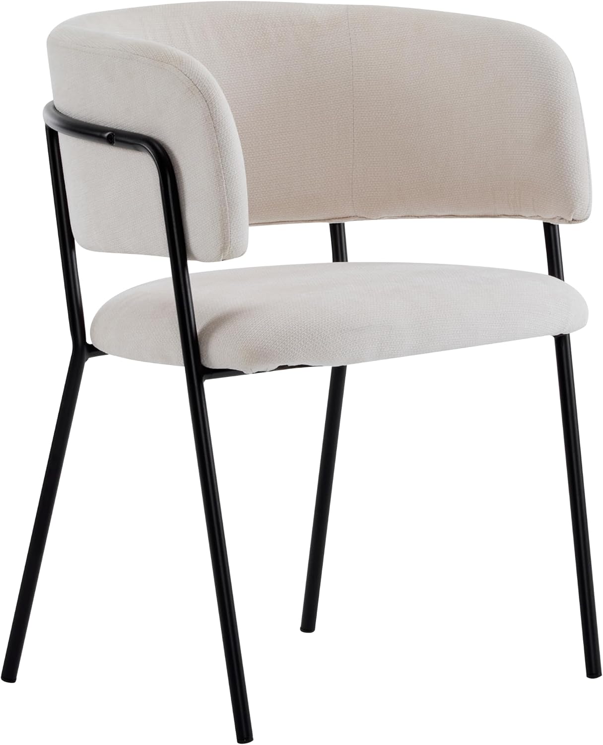 Christopher Knight Home Nest Dining Chairs Set of 2, Upholstered Kitchen Chair, Accent Dining Chair, Curved Backrest Armchair, Durable Metal Frame Dining Chair for Dining Room Kitchen Cafe, Beige