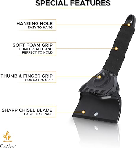 Miniatura 8 de EcoNour Guante raspador de hielo para parabrisas de automóvil guante cálido impermeable con forro polar grueso raspador de parabrisas para hielo y