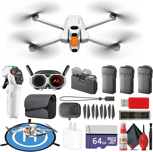 Antigravity A1 Explorer Bundle Drone 8K 360 Camera 3 Batteries | 249g Foldable with Obstacle Avoidance 10km Range Auto Return (DE001-02) + 64GB Card + Landing Pad + More (28pc Bundle)