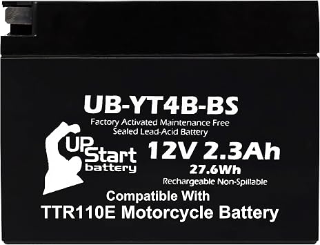 12V 2.3Ah YT4B-BS Replacement For Yamaha TTR110 Battery - Compatible with Yamaha TTR110E Motorcycle Battery 110cc 2008-2022 TTR 110 AGM SLA Batteries Parts YT4B