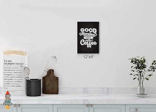 Miniatura 2 de HB Art Design Good Morning Starts with Coffee Retro Style Quote Canvas Print Wall Art Coffee Bar Decor Coffee Signs Kitchen Wall Decor Dining Room