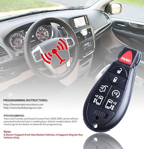 Miniatura 3 de Reemplazo de entrada sin llave compatible con Chrysler Town y Country Dodge Grand Caravan 2008 2009 2010 2011 2012 2013 2014 2015 2016 2017 2018