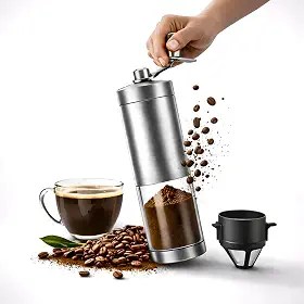 Moedor de Café Manual Kit com Filtro Reutilizável com Coador para Café Artesanal em Casa