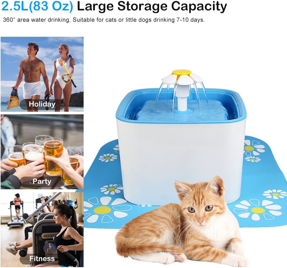 MIFXIN Pet Water Fountain 2.5L Cube Automatic Electric Cat Dog Drinking Water Fountain Small Pets Drinking Bowl Water Dispenser
