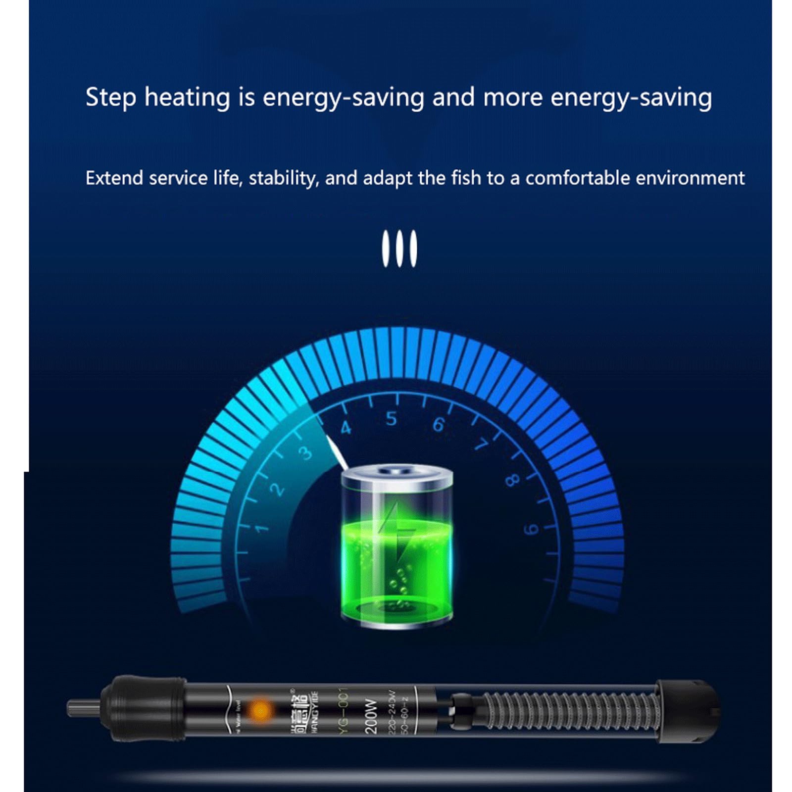 Temperatura Constante Automática Prueba Explosiones Calentador Vidrio Cuarzo Acuario Acuario con La Manga Protectora,200W