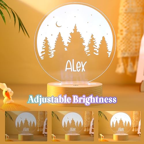 Miniatura 3 de Burst Bird Luz nocturna personalizada con nombre de regalo para bebés, decoración de guardería con luz nocturna de guardería del bosque, incluye