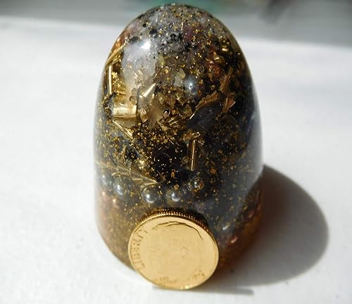 Miniatura 6 de Prosperity 24K Gold Power Dome Tower Buster Crystal Orgone Generator Acumulador de energía 7.83432528Hz OM Chant Advance Armónicos Muchos