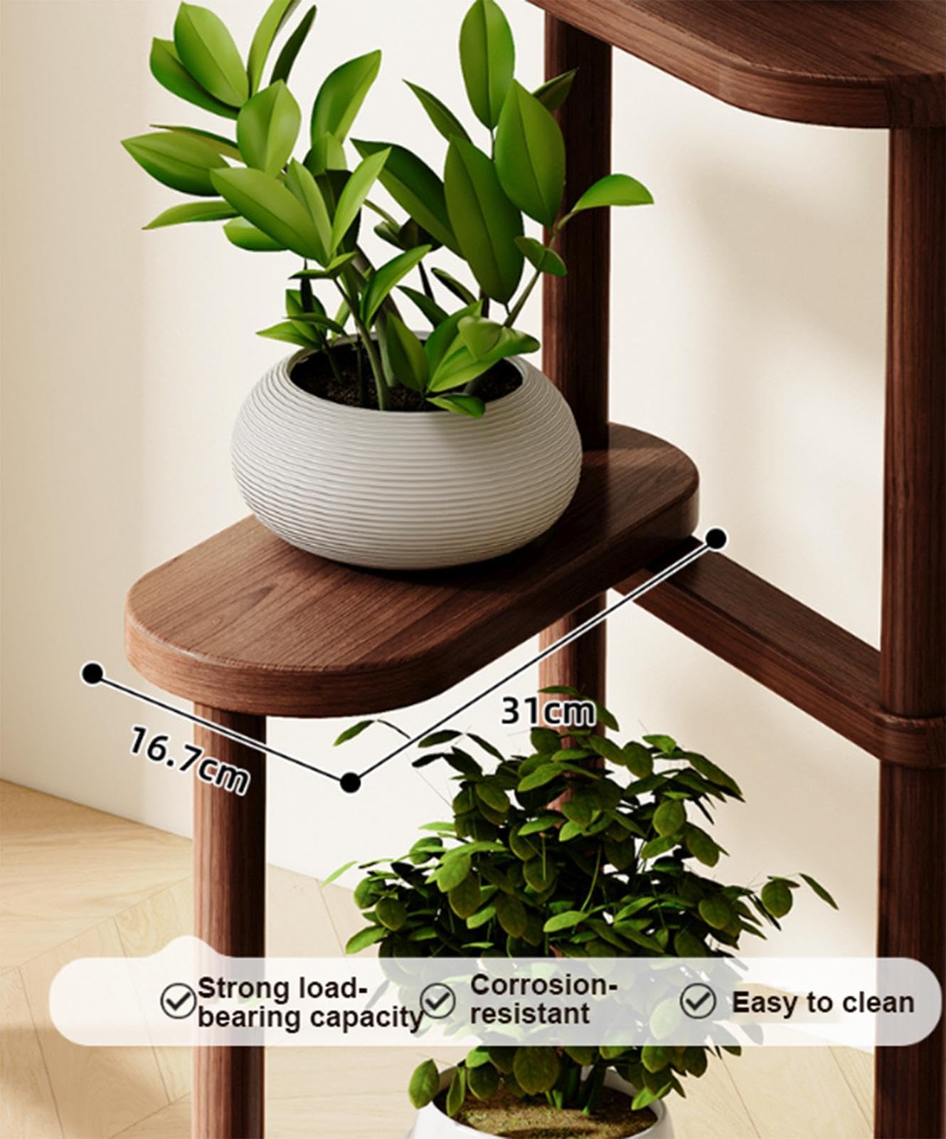 3 Niveaux Support De Plante En Bois Pour Table, 18x10,7x17,2cm Étagère à Pots De Fleurs, Mini