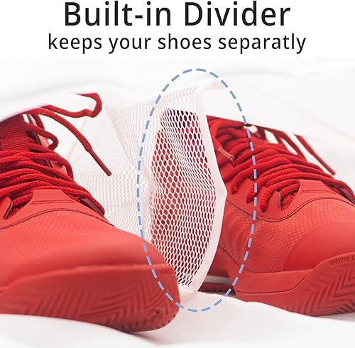 Miniatura 3 de Paquete de 2 bolsas grandes para lavar zapatos, bolsa Luandry de malla para lavadora, dividida para cada zapato de malla reforzada de doble capa