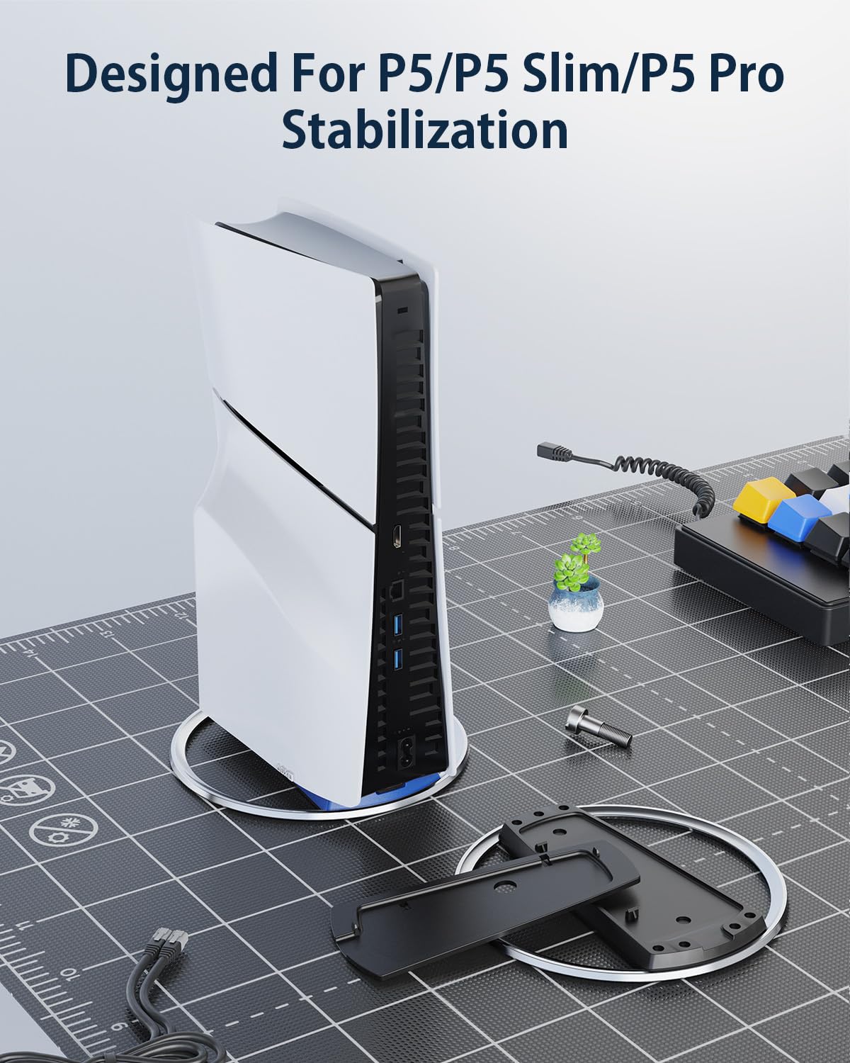 Soporte vertical compatible con disco PS5 y digital/PS5 Slim Disc y digital, base antideslizante de repuesto para consola Playstation 5 con tornillo, diseño minimalista