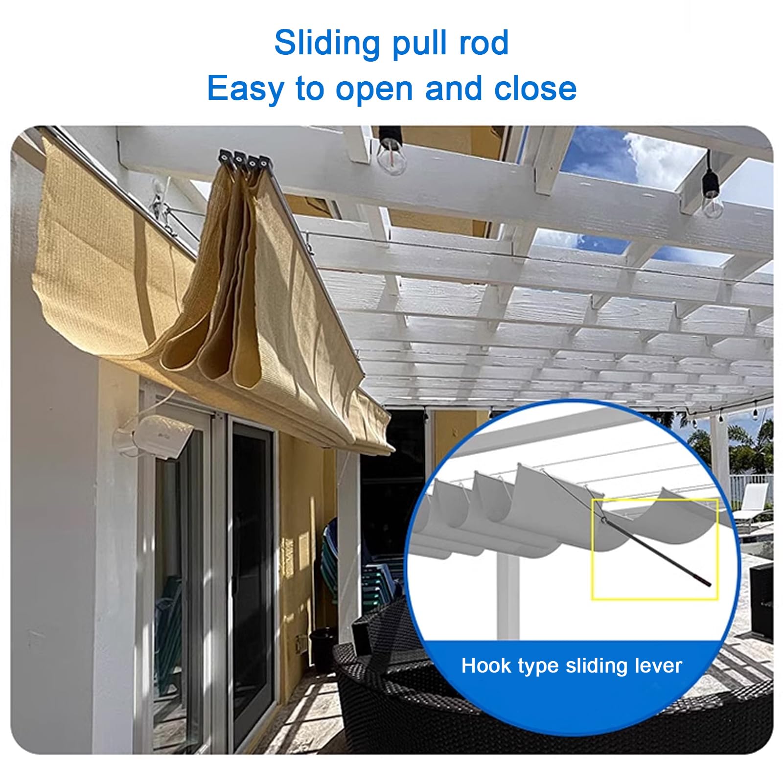Ombra a Onda Vela a Forma di U,Vele Tendalino a Onda Beige per Patio,Copertura Pergola di Ricambio,Retrattile Onda Pergolato a Tettoia Appendere,Tenda da Sole per Esterno (1x4m/3.3x13ft)