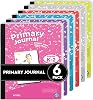 Enday Primary Journal Grades K-2 6 Pack Primary Writing Journal, Half Page Ruled Composition Notebook for Kids, 100 Sheets kids Notebook, in Pink, Green, Red, Blue, Purple, Gray